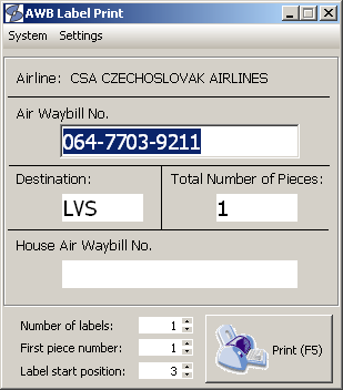 software print awb label airwaybill label with bar codes label print