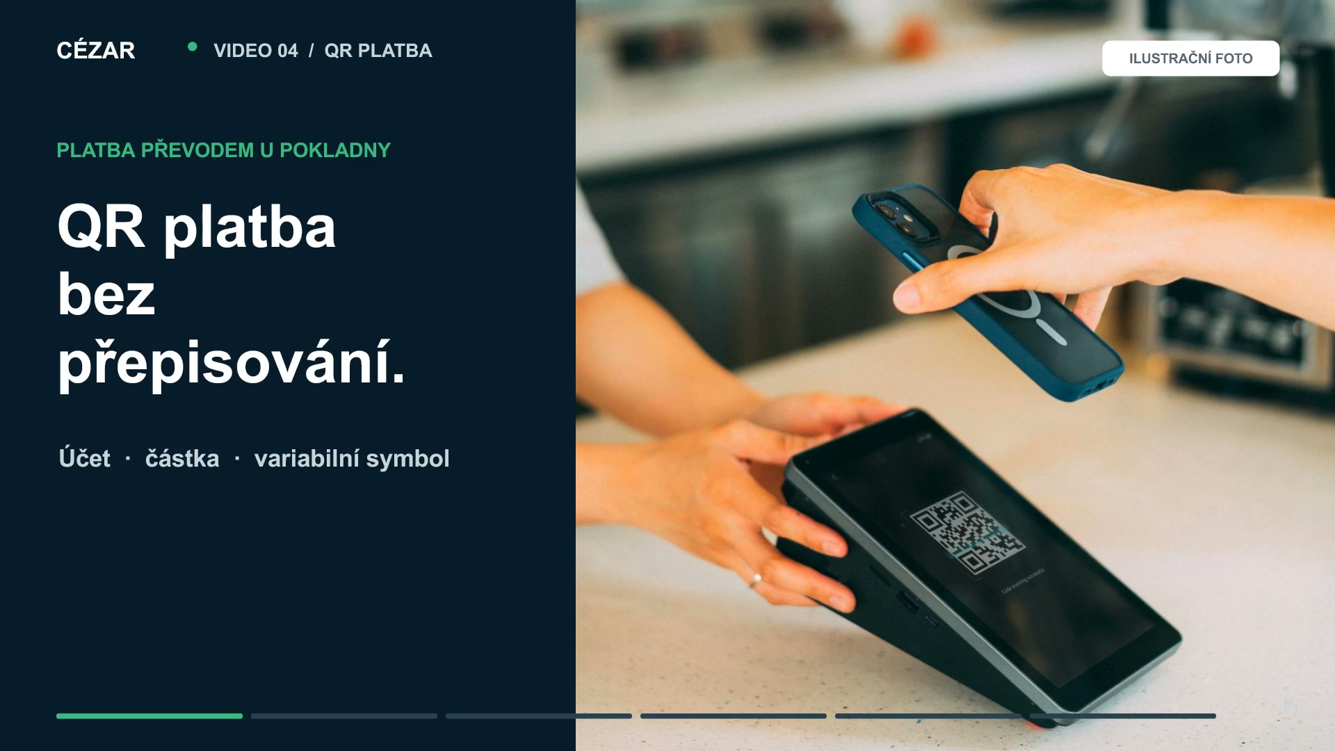QR platba zobrazená na zákaznickém monitoru